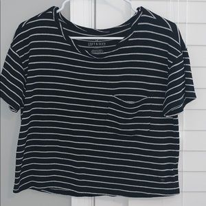 American eagle black & white striped box crop top
